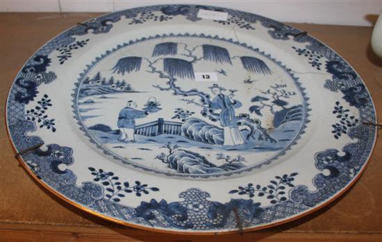 Large Chinese blue and white charger